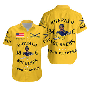 Personalized Buffalo Soldiers Motorcycle Club BSMC Hawaiian Shirt Original Style - Gold  - African Pride