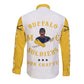 Personalized Buffalo Soldiers Motorcycle Club BSMC Hawaii Long Sleeve Button Shirt Simple Style - White Gold  - African Pride