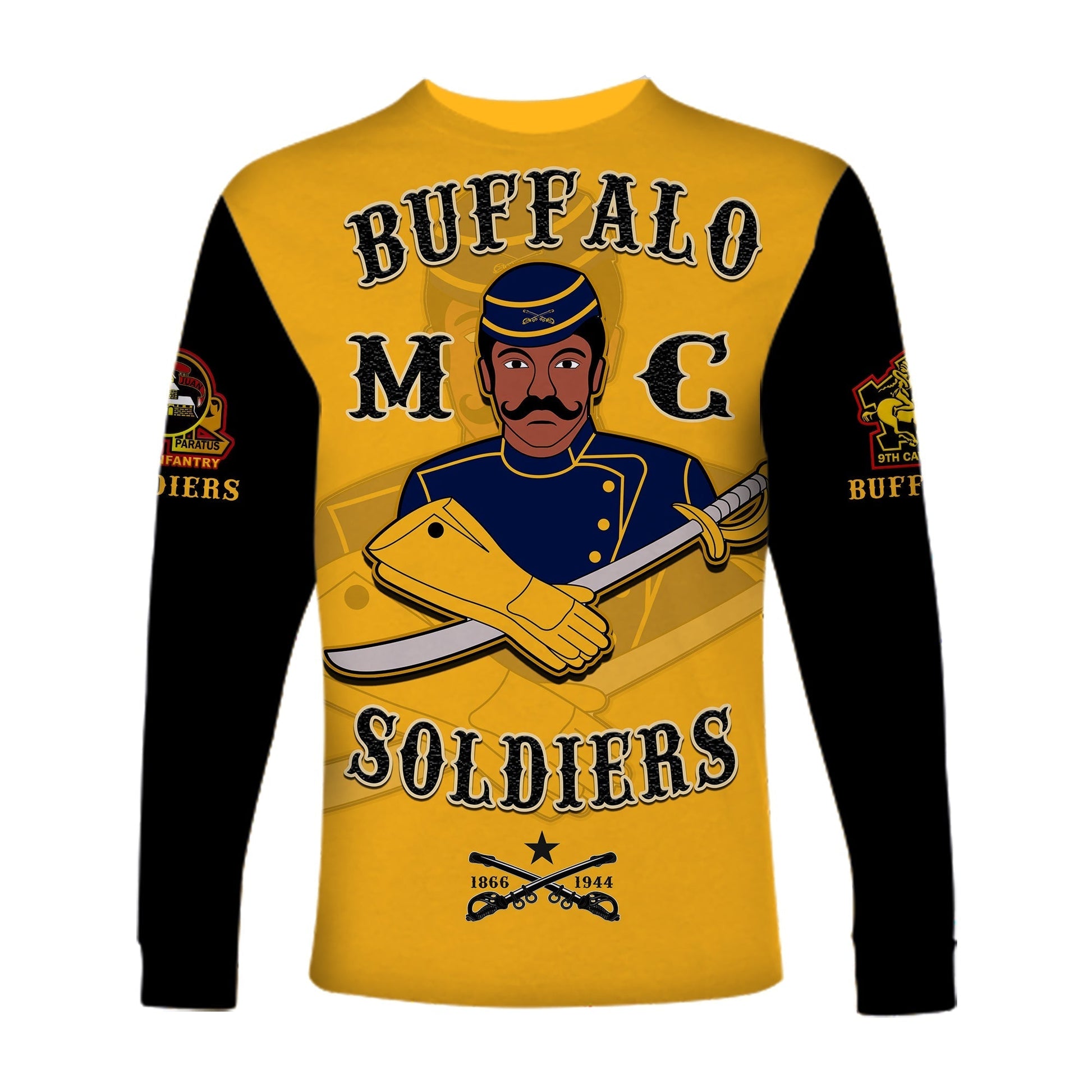 Buffalo Soldiers Long Sleeve Shirt Motorcycle BSMC Club  - African Pride