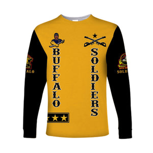 Personalized Buffalo Soldiers Long Sleeve Shirt Motorcycle BSMC Club  - African Pride