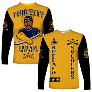 Personalized Buffalo Soldiers Long Sleeve Shirt Motorcycle BSMC Club  - African Pride