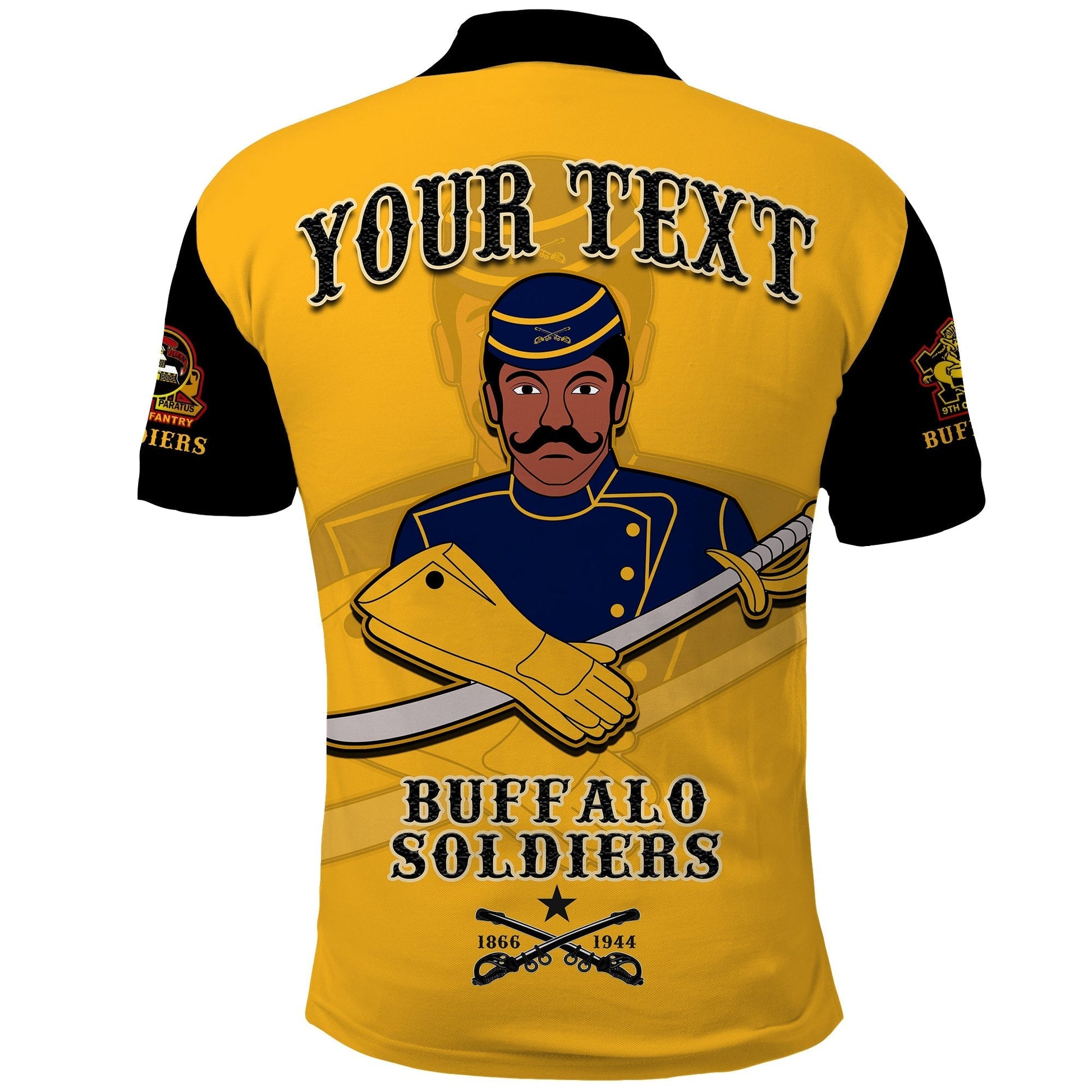 Custom Buffalo Soldiers Polo Shirt Motorcycle BSMC Club  - African Pride
