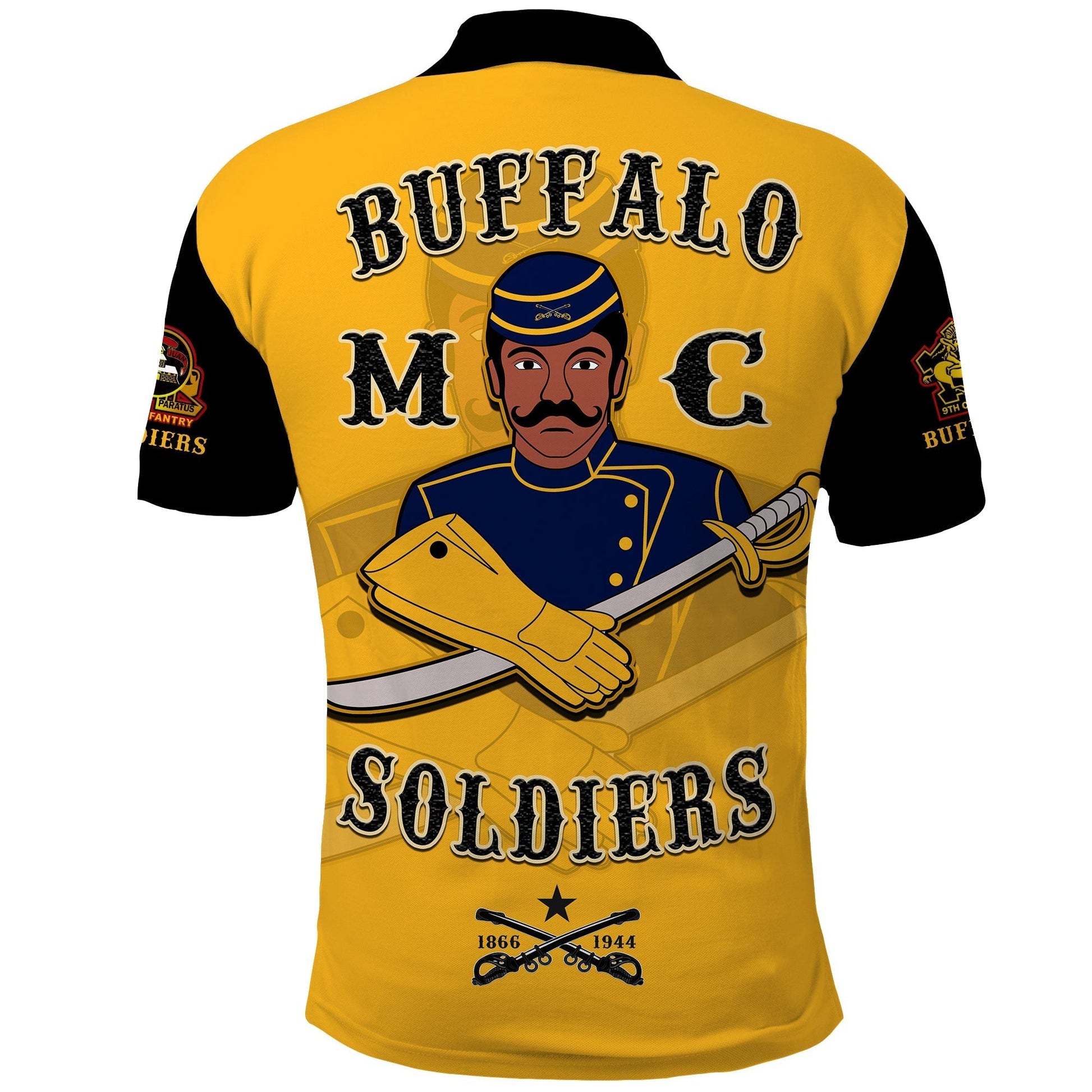 Buffalo Soldiers Polo Shirt Motorcycle BSMC Club  - African Pride