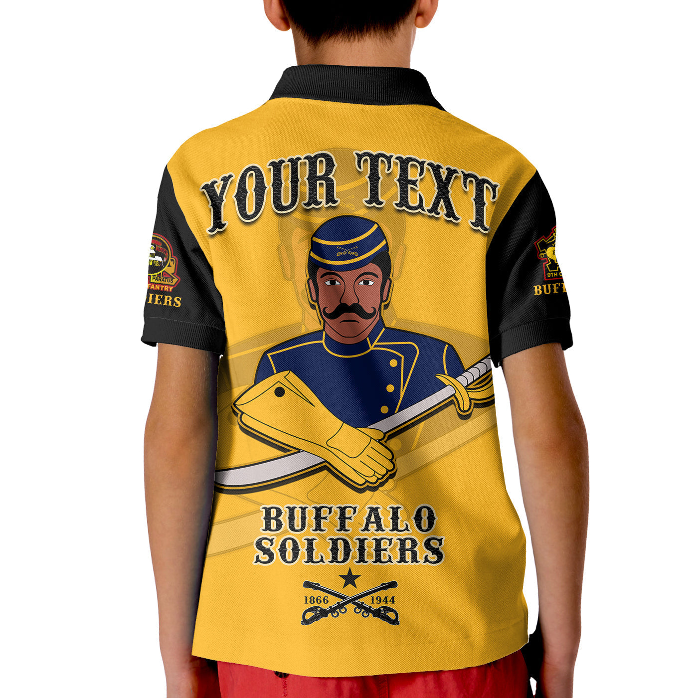 Custom Buffalo Soldiers Polo Shirt KID Motorcycle BSMC Club  - African Pride