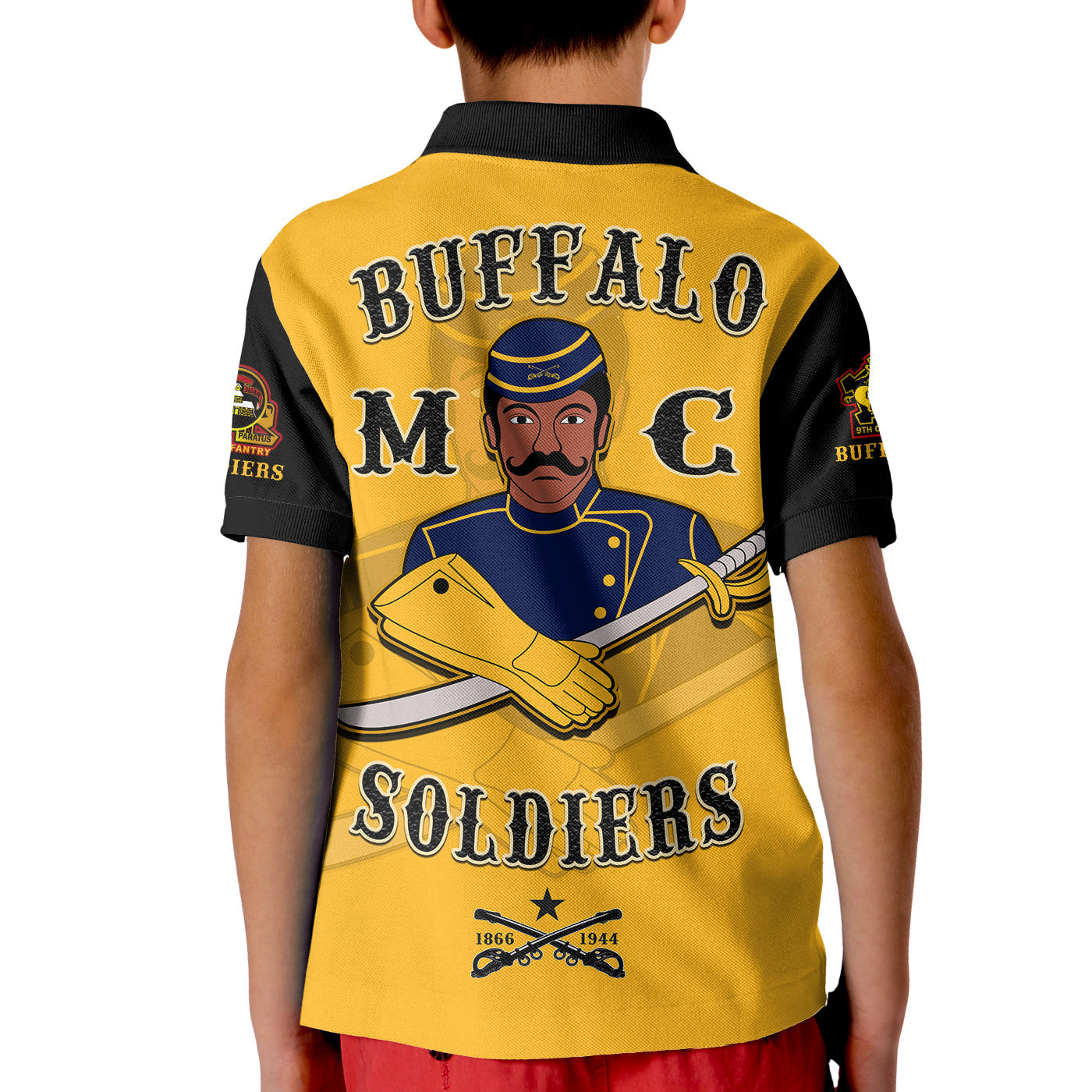 Buffalo Soldiers Polo Shirt Motorcycle BSMC Club  - African Pride