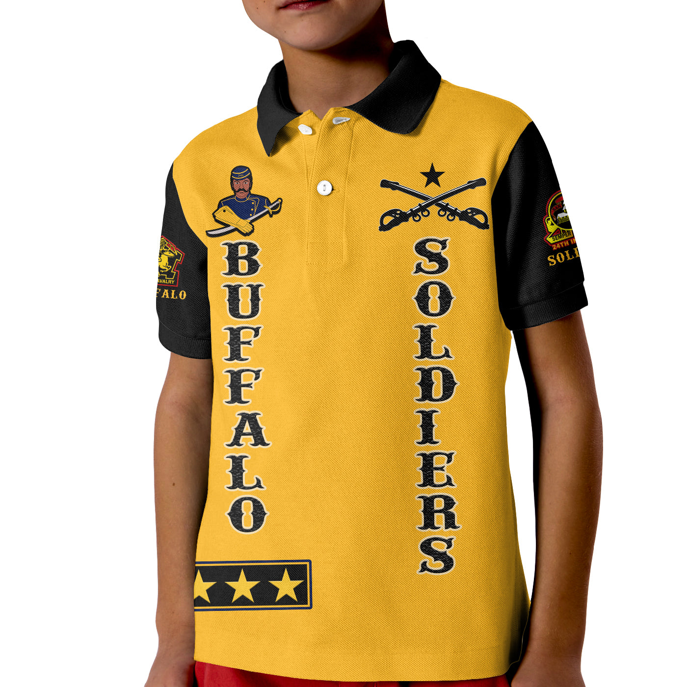 Custom Buffalo Soldiers Polo Shirt Motorcycle BSMC Club  - African Pride