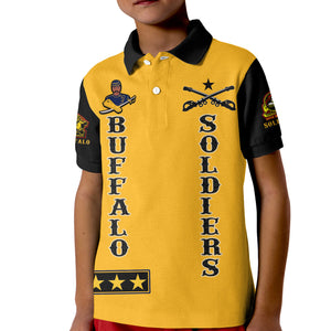 Custom Buffalo Soldiers Polo Shirt KID Motorcycle BSMC Club  - African Pride