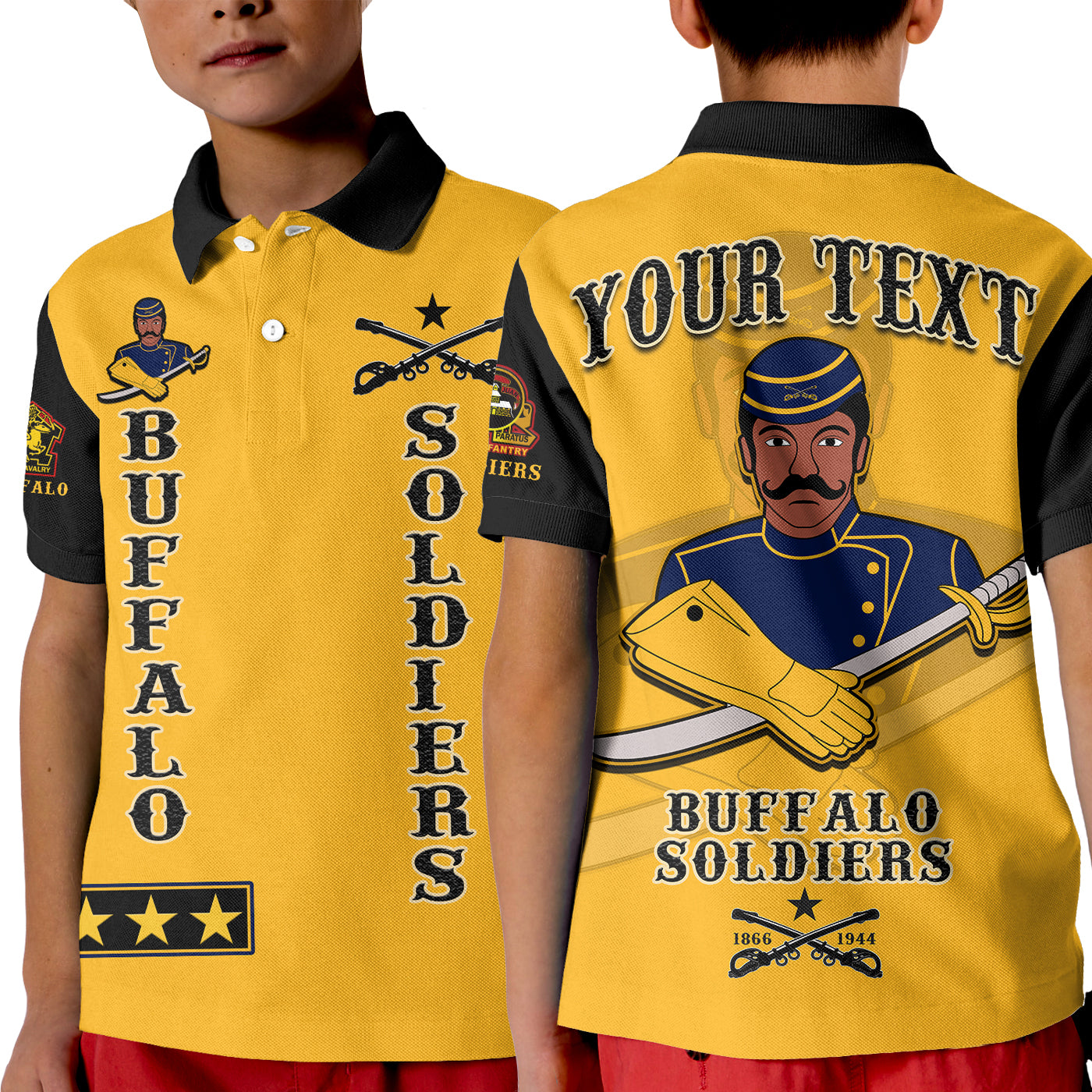 Custom Buffalo Soldiers Polo Shirt Motorcycle BSMC Club  - African Pride