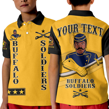 Custom Buffalo Soldiers Polo Shirt KID Motorcycle BSMC Club  - African Pride
