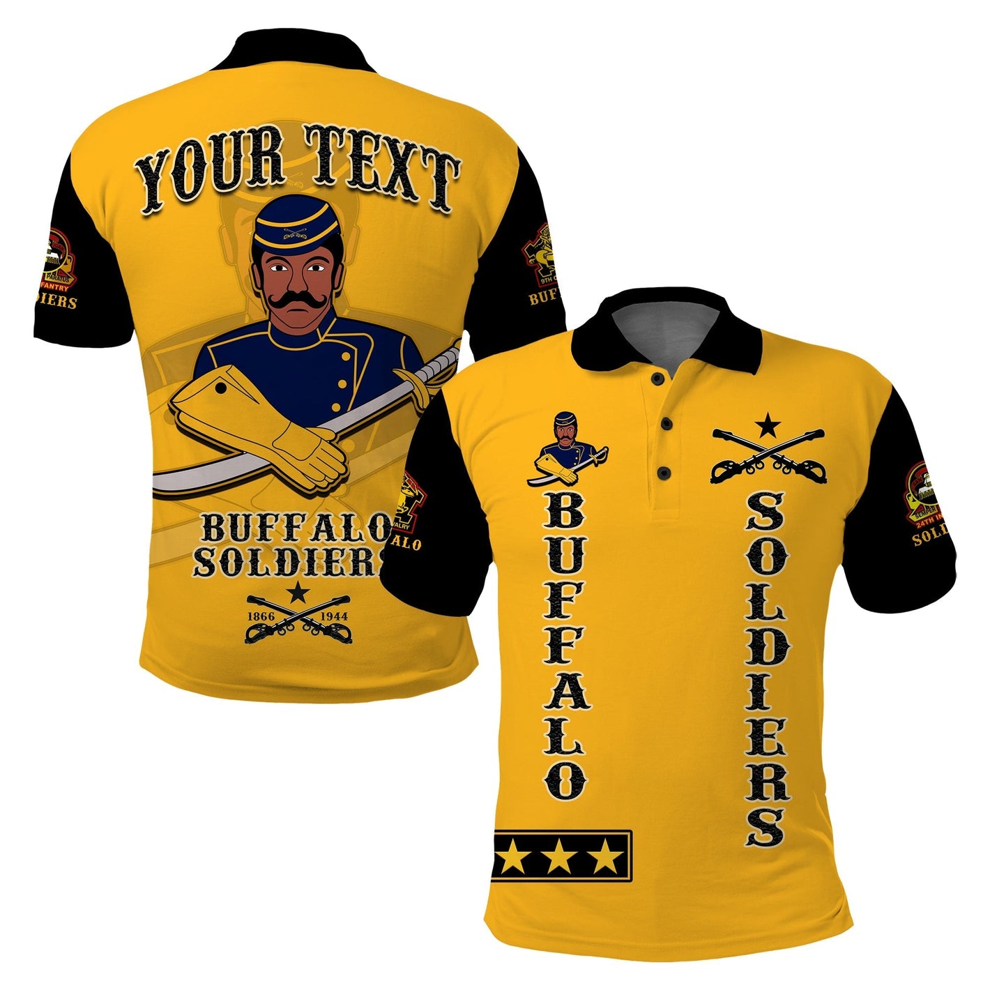 Custom Buffalo Soldiers Polo Shirt Motorcycle BSMC Club  - African Pride