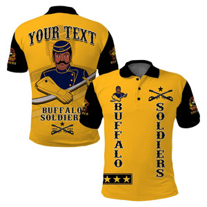 Custom Buffalo Soldiers Polo Shirt Motorcycle BSMC Club  - African Pride