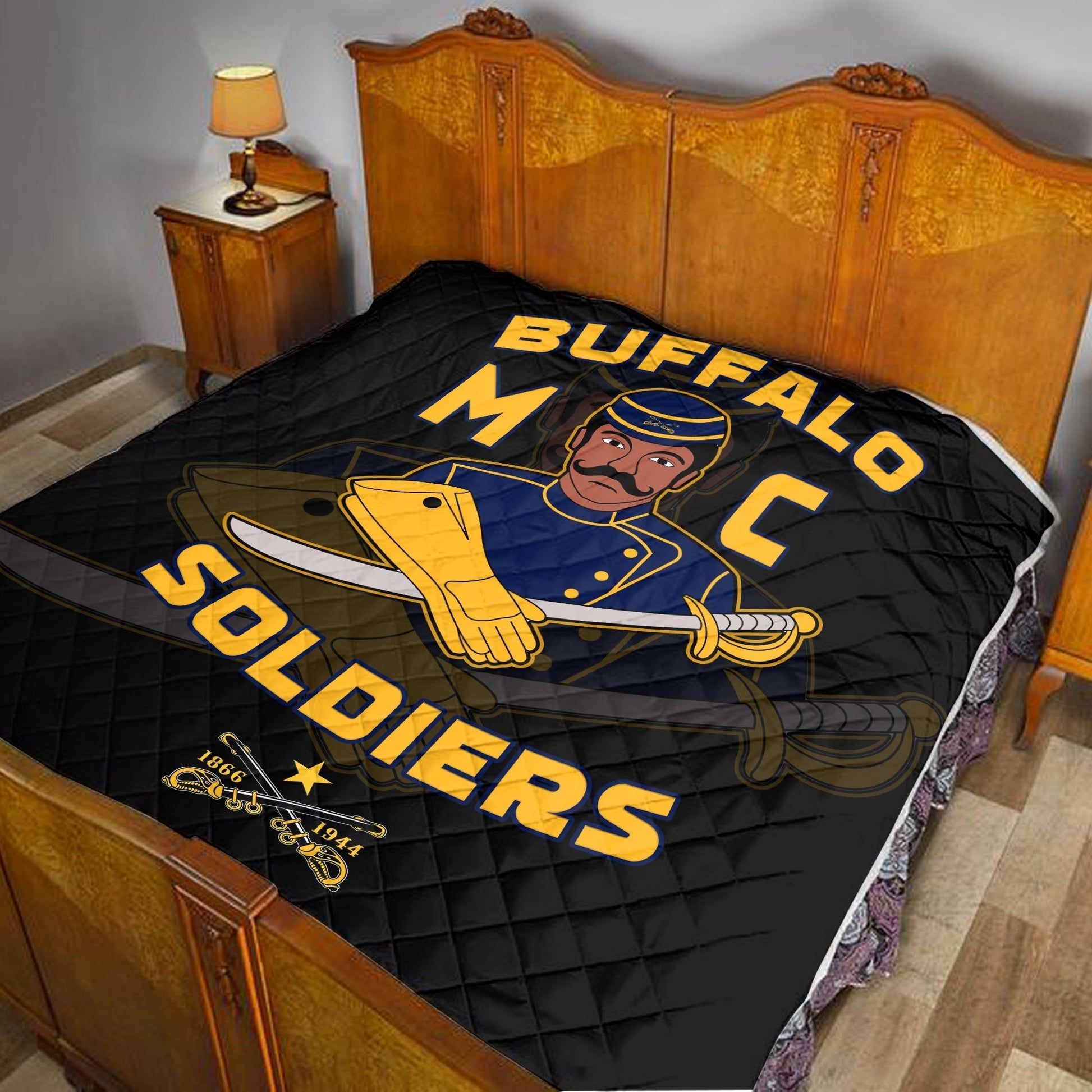 Buffalo Soldiers Premium Quilt BSMC Club Adore Motorcycle  - African Pride