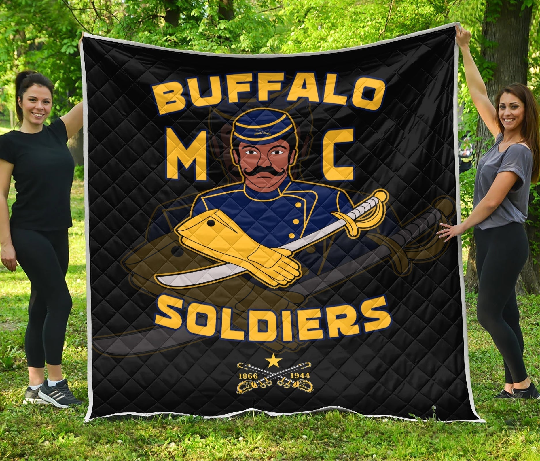 Buffalo Soldiers Premium Quilt BSMC Club Adore Motorcycle  - African Pride