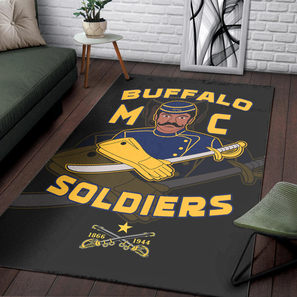 Buffalo Soldiers Area Rug BSMC Club Adore Motorcycle  - African Pride
