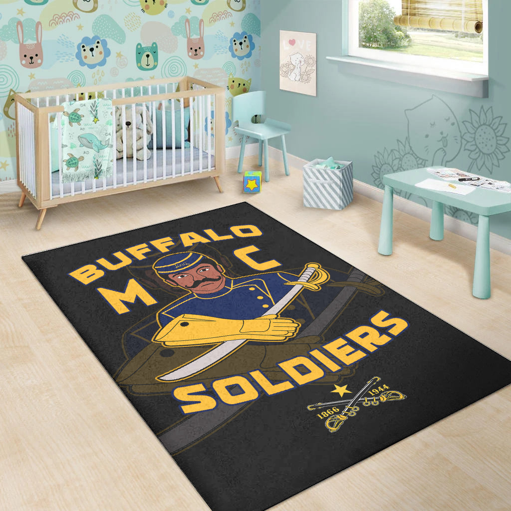 Buffalo Soldiers Area Rug BSMC Club Adore Motorcycle  - African Pride
