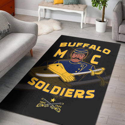 Buffalo Soldiers Area Rug BSMC Club Adore Motorcycle  - African Pride