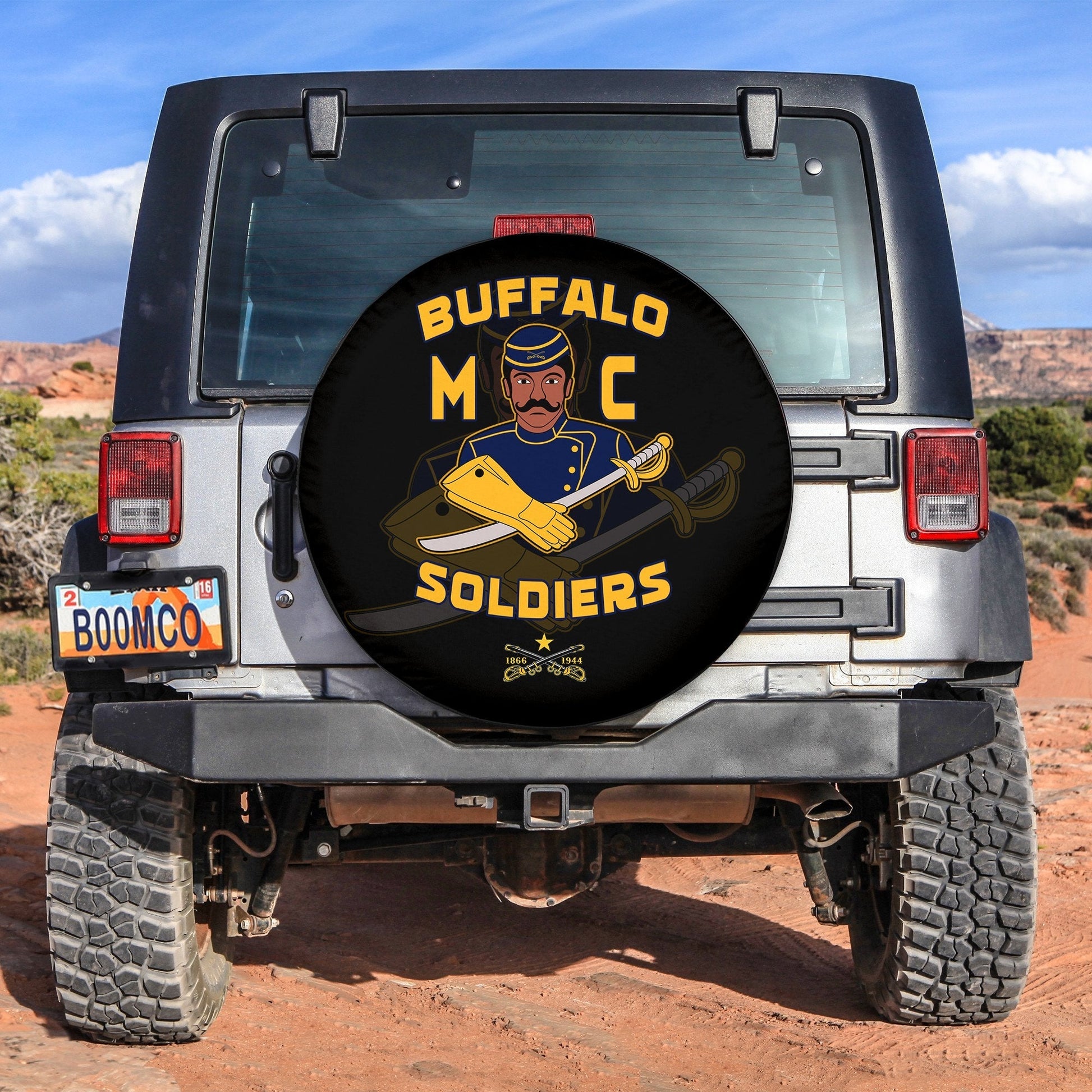 Buffalo Soldiers Spare Tire Cover BSMC Club Adore Motorcycle  - African Pride