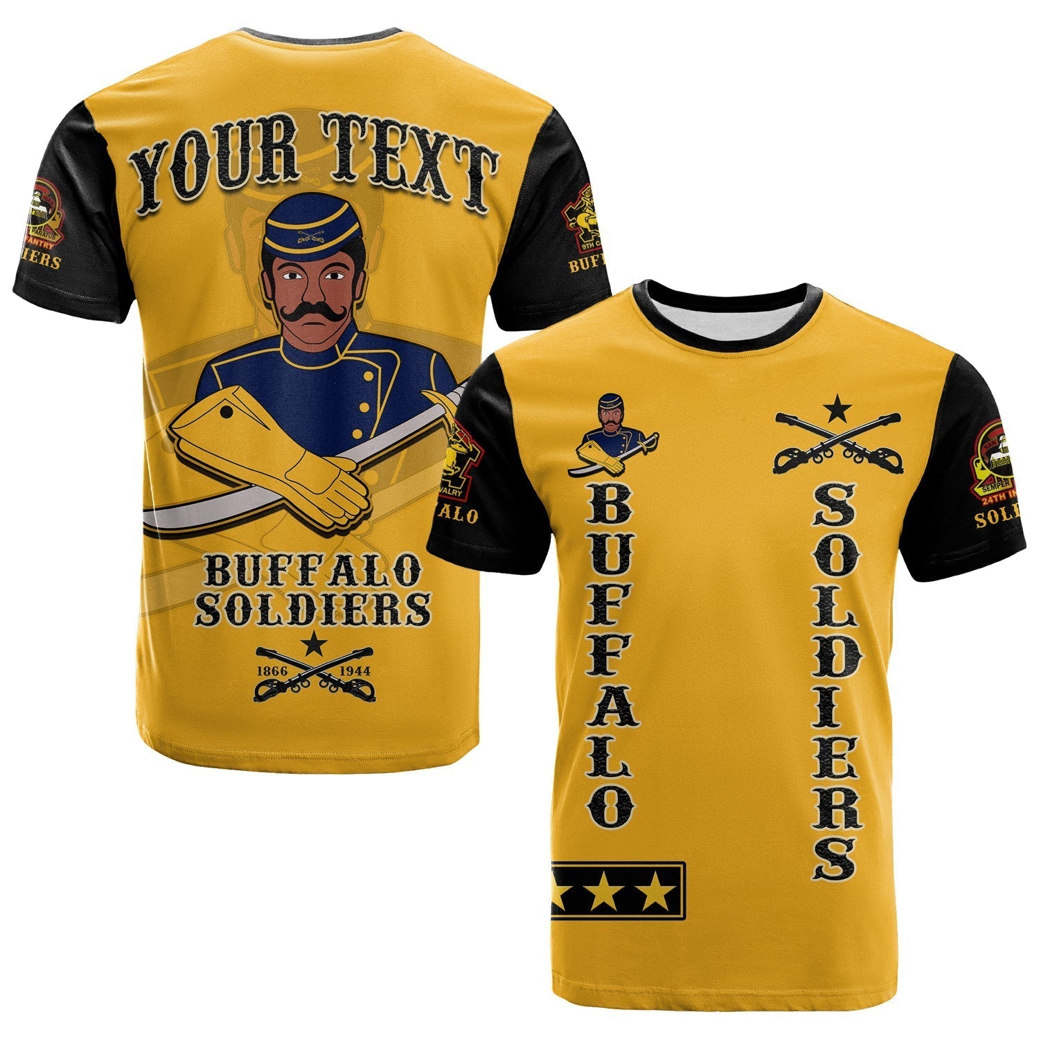 Custom Buffalo Soldiers T Shirt Motorcycle BSMC Club  - African Pride