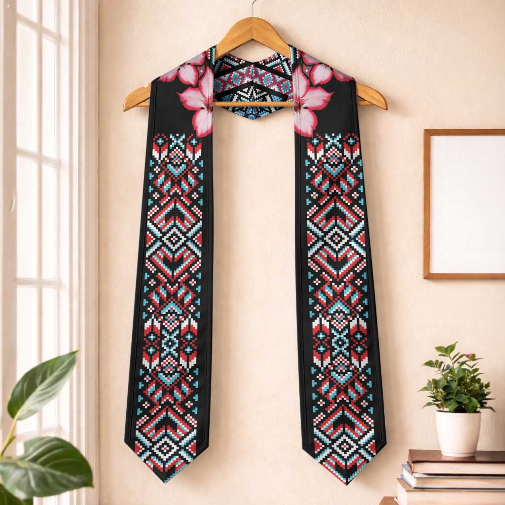 African Adenium Multiflorum Flowers Graduation Stole Mix Native Tribal Pattern