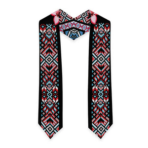 African Adenium Multiflorum Flowers Graduation Stole Mix Native Tribal Pattern