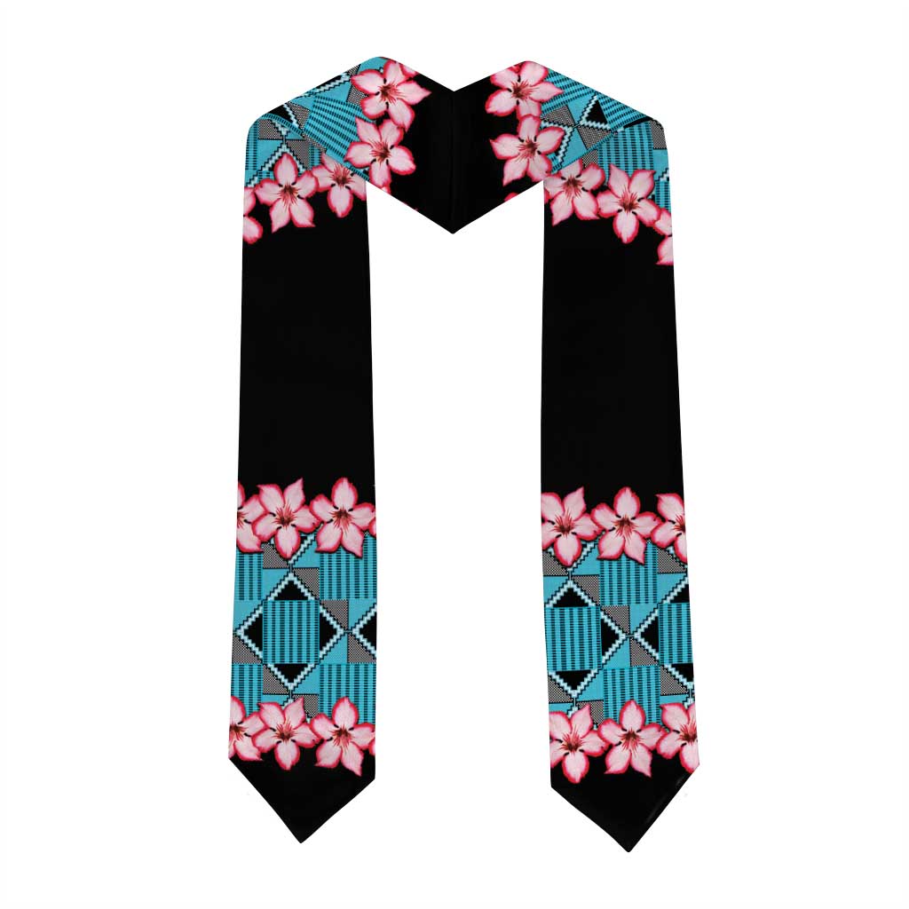 African Adenium Multiflorum Flowers Graduation Stole with Kente Style