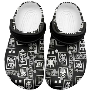 African Adinkra Heritage Pattern Clogs Shoes - African Pride