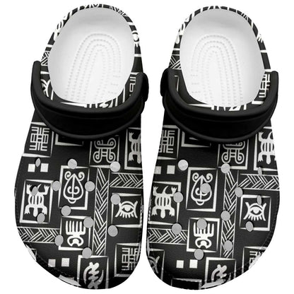 African Adinkra Heritage Pattern Clogs Shoes - African Pride