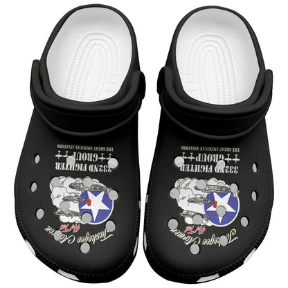 African American Aviators WWII Clogs Shoes Tuskegee Red Tails Airmen Black - African Pride