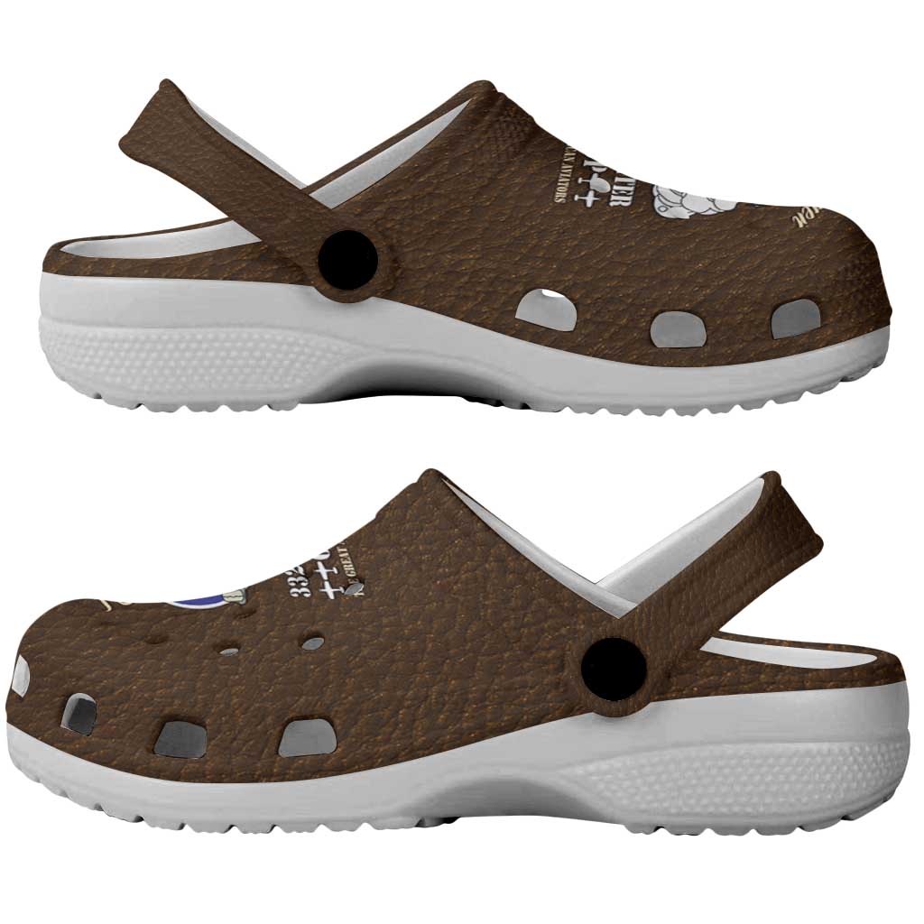 African American Aviators WWII Clogs Shoes Tuskegee Red Tails Airmen Brown Leather Pattern - African Pride