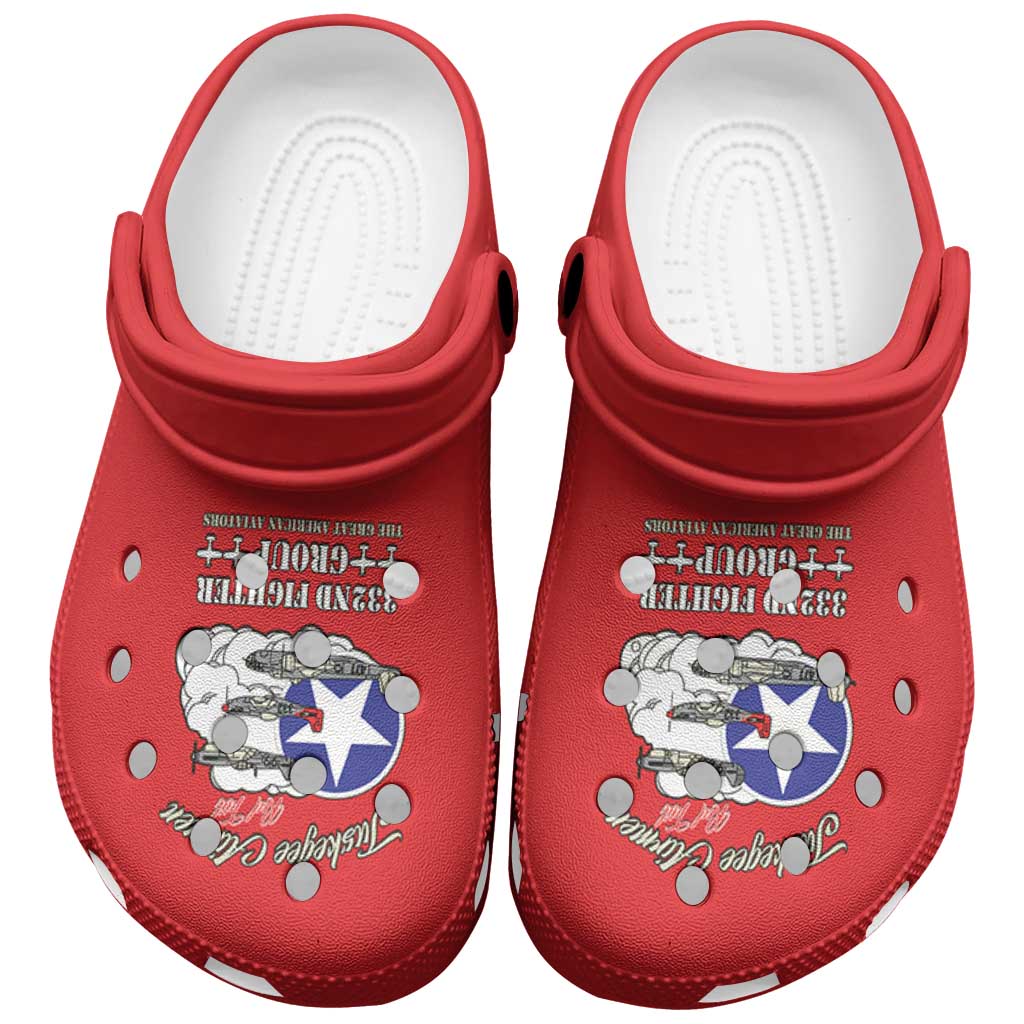 African American Aviators WWII Clogs Shoes Tuskegee Red Tails Airmen Red - African Pride