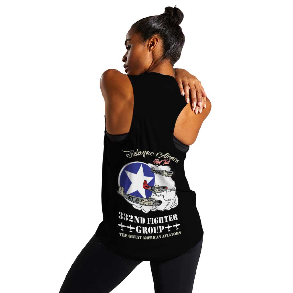 African American Aviators WWII Women Racerback Tank Tuskegee Red Tails Airmen Black - African Pride