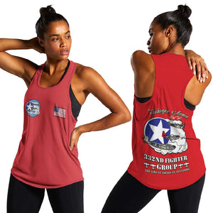 African American Aviators WWII Women Racerback Tank Tuskegee Red Tails Airmen Red - African Pride