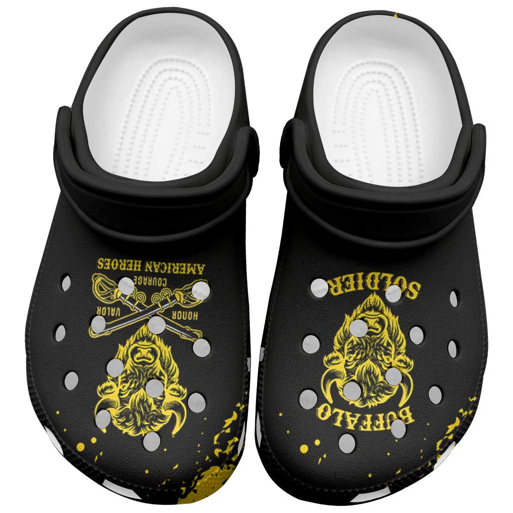 African-American Heroes Clogs Shoes Bison Buffalo Soldiers - Black Grunge Style - African Pride