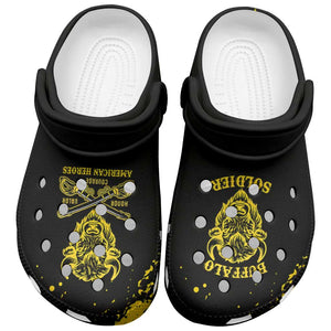 African-American Heroes Clogs Shoes Bison Buffalo Soldiers - Black Grunge Style - African Pride