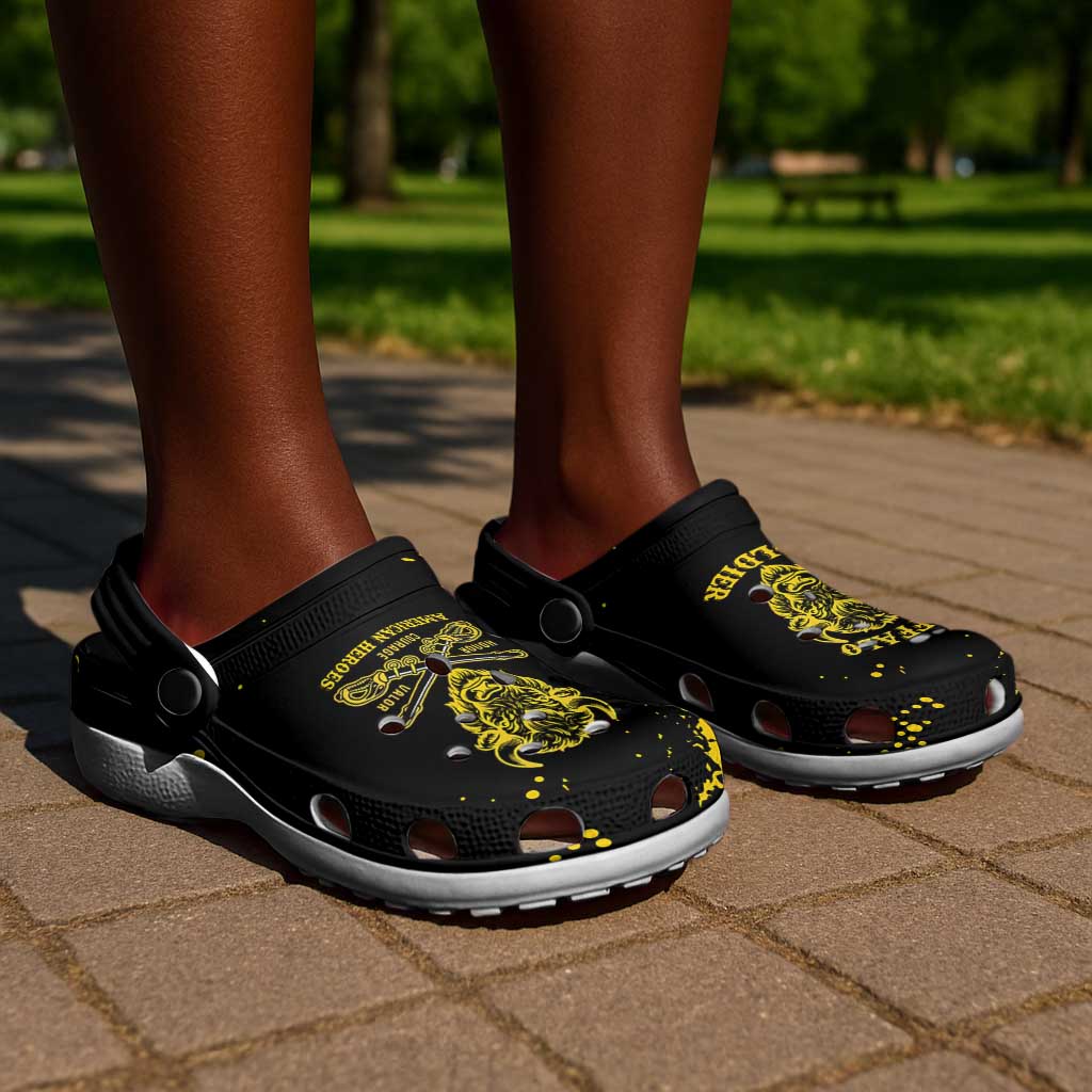 African-American Heroes Clogs Shoes Bison Buffalo Soldiers - Black Grunge Style - African Pride