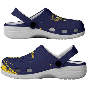African-American Heroes Clogs Shoes Bison Buffalo Soldiers - Blue Grunge Style - African Pride