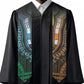 African Dashiki and Polynesian Pattern Graduation Stole Half Green-Gold
