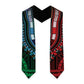 African Dashiki and Polynesian Pattern Graduation Stole Half Green-Red