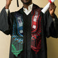 African Dashiki and Polynesian Pattern Graduation Stole Half Green-Red