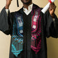 African Dashiki and Polynesian Pattern Graduation Stole Half Teal-Pink