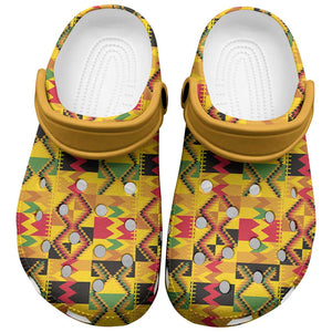 African Emaa Da Kente Pattern Clogs Shoes - African Pride