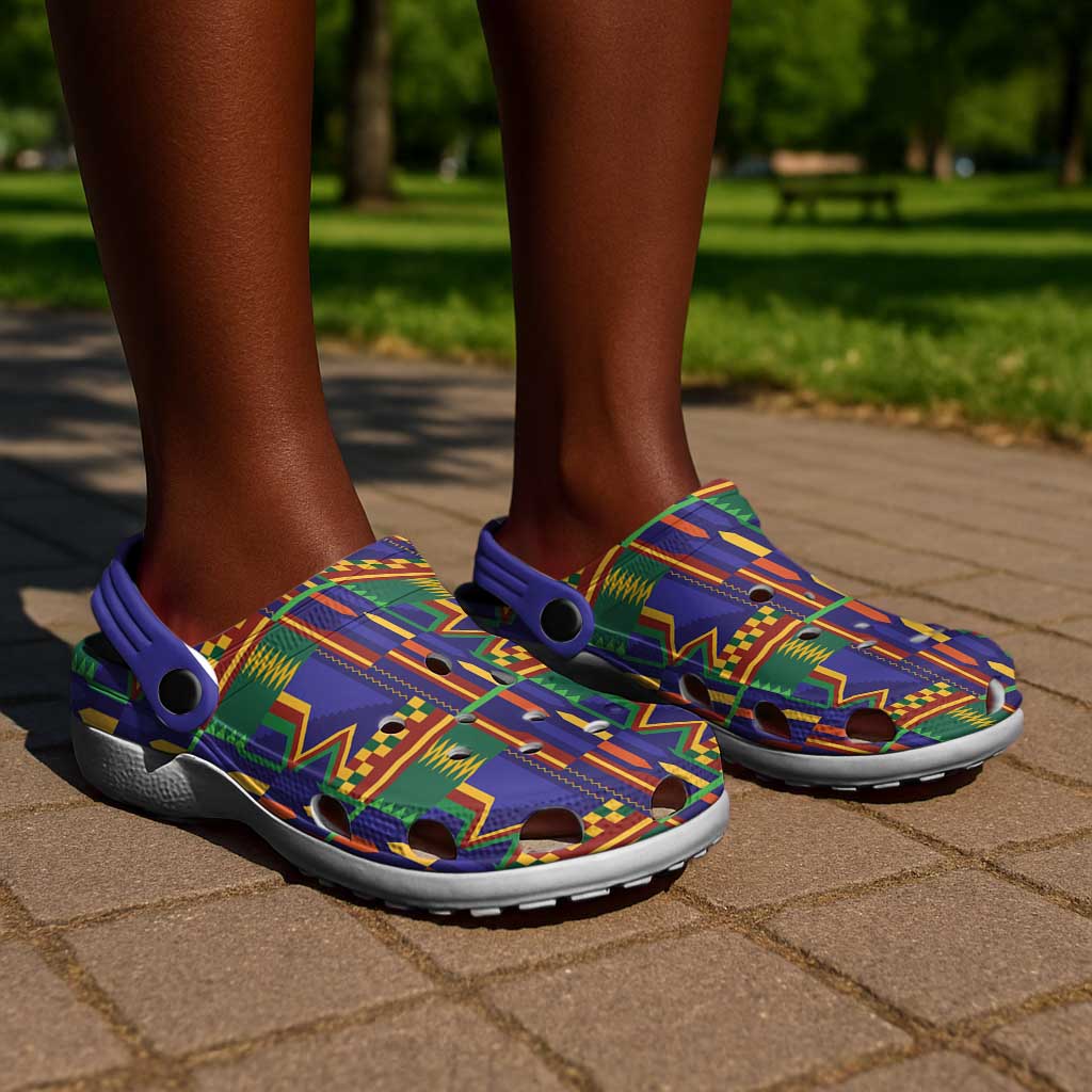 African Fathia Fata Nkrumah Kente Pattern Clogs Shoes - African Pride
