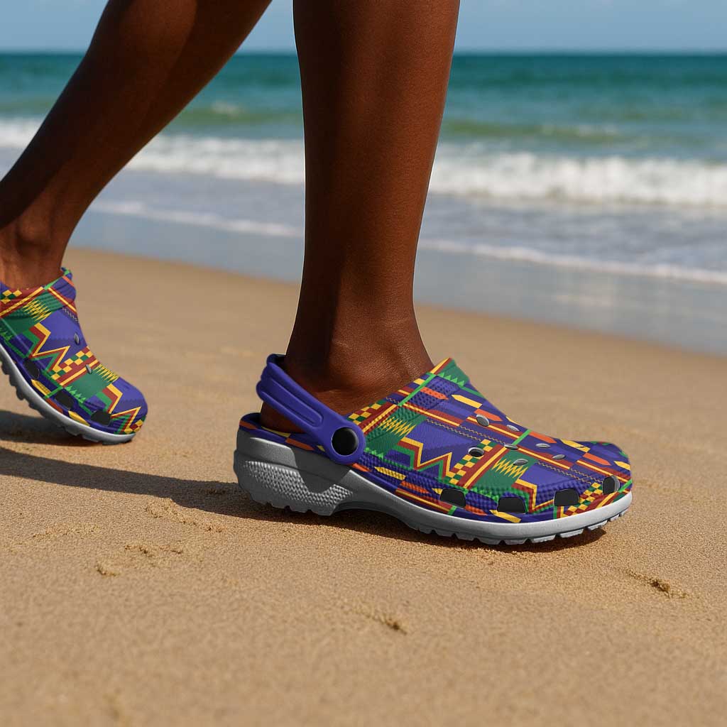 African Fathia Fata Nkrumah Kente Pattern Clogs Shoes - African Pride