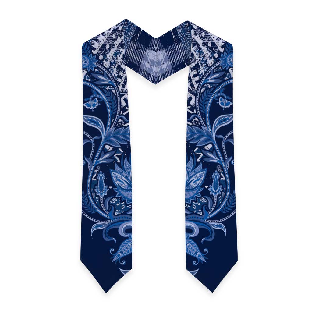 African Floral mix Maasai Shuka Graduation Stole Blue Moitf