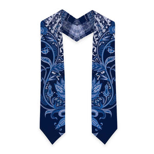 African Floral mix Maasai Shuka Graduation Stole Blue Moitf