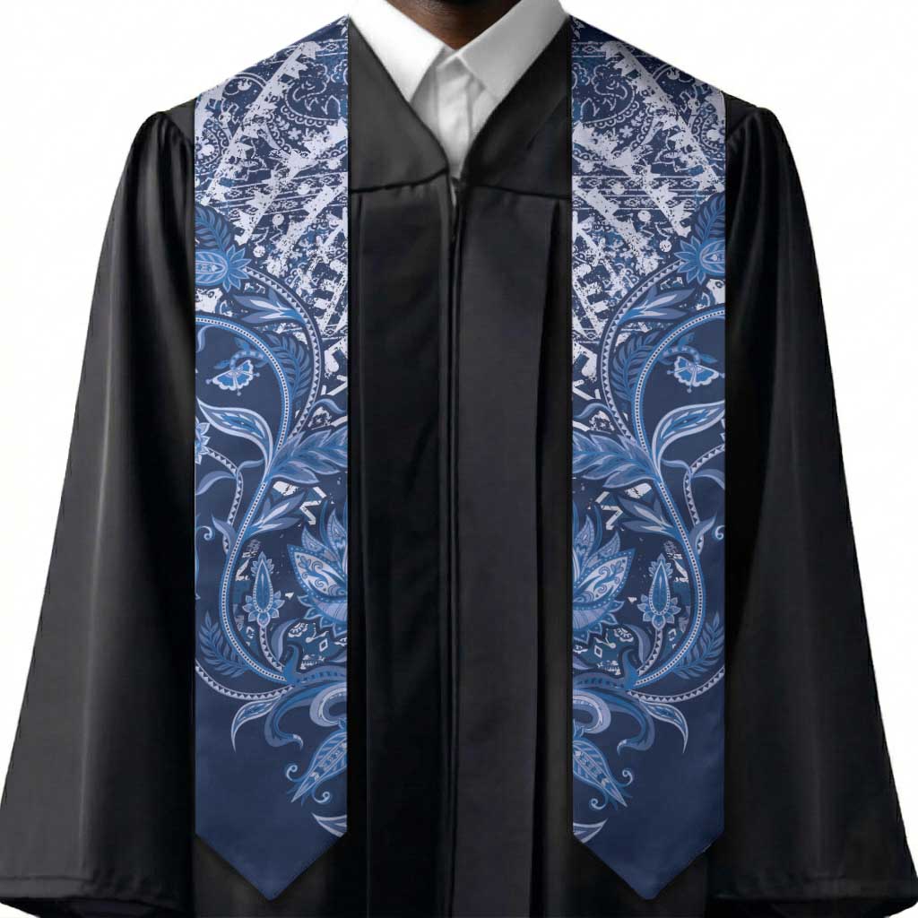 African Floral mix Maasai Shuka Graduation Stole Blue Moitf