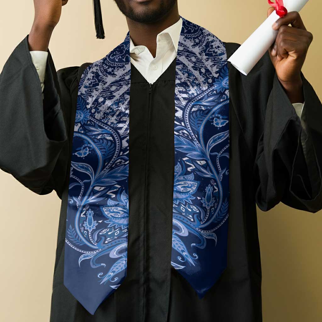 African Floral mix Maasai Shuka Graduation Stole Blue Moitf