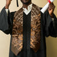 African Floral mix Maasai Shuka Graduation Stole Gold Moitf