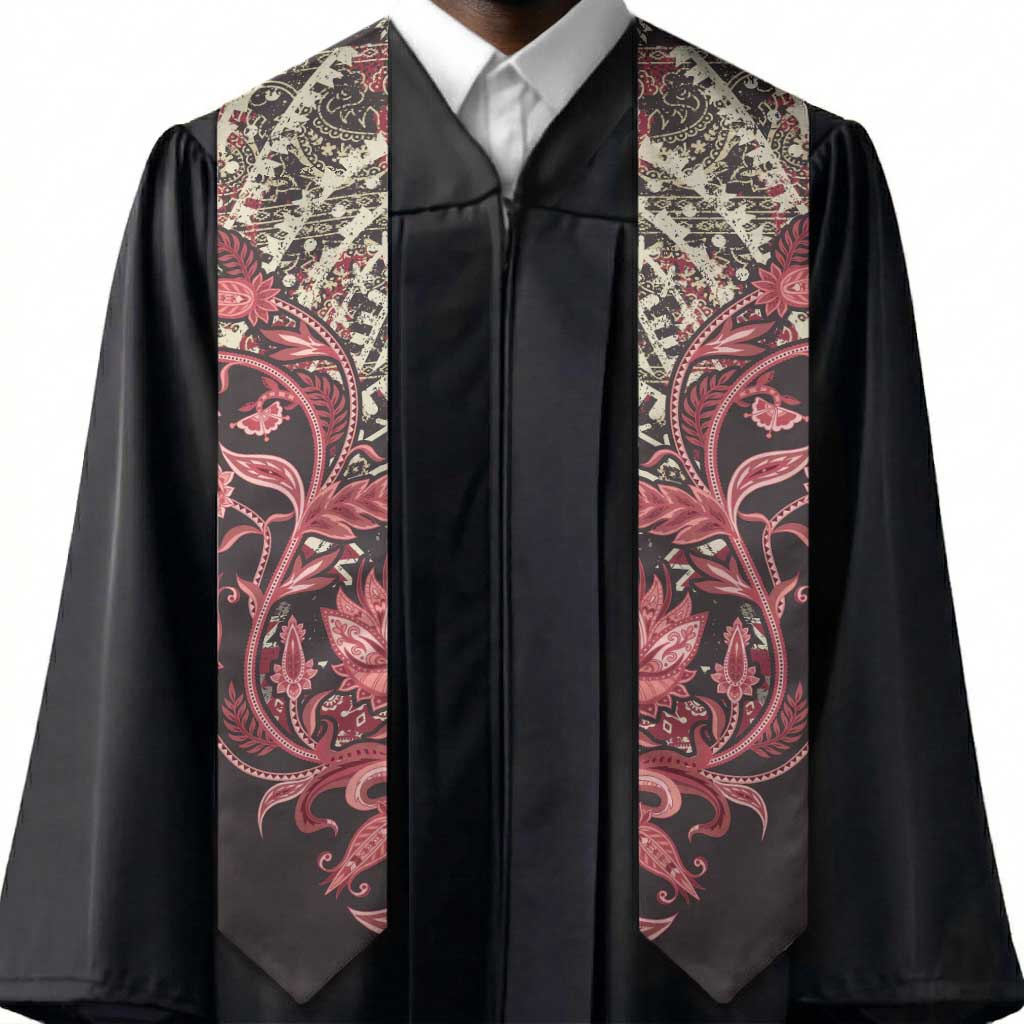 African Floral mix Maasai Shuka Graduation Stole Red Moitf