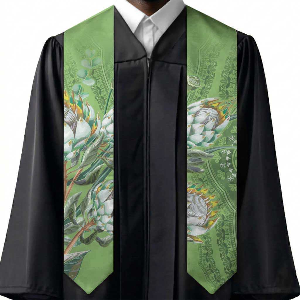 African King Proteas Dashiki Motif Graduation Stole Green Style